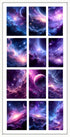 Waterslide nail decals with purple and blue nebulae.