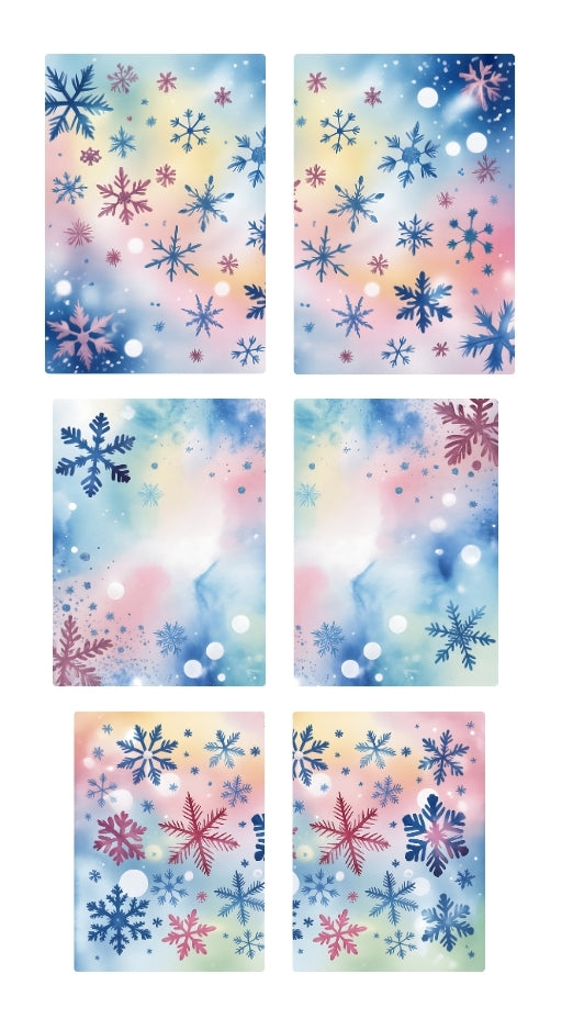 Whimsical pastel snowflakes.