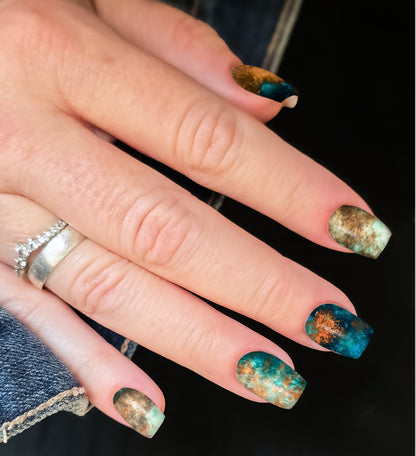 Waterslide Nail Decals | TURQUOISE &amp; COPPER COLLIDE